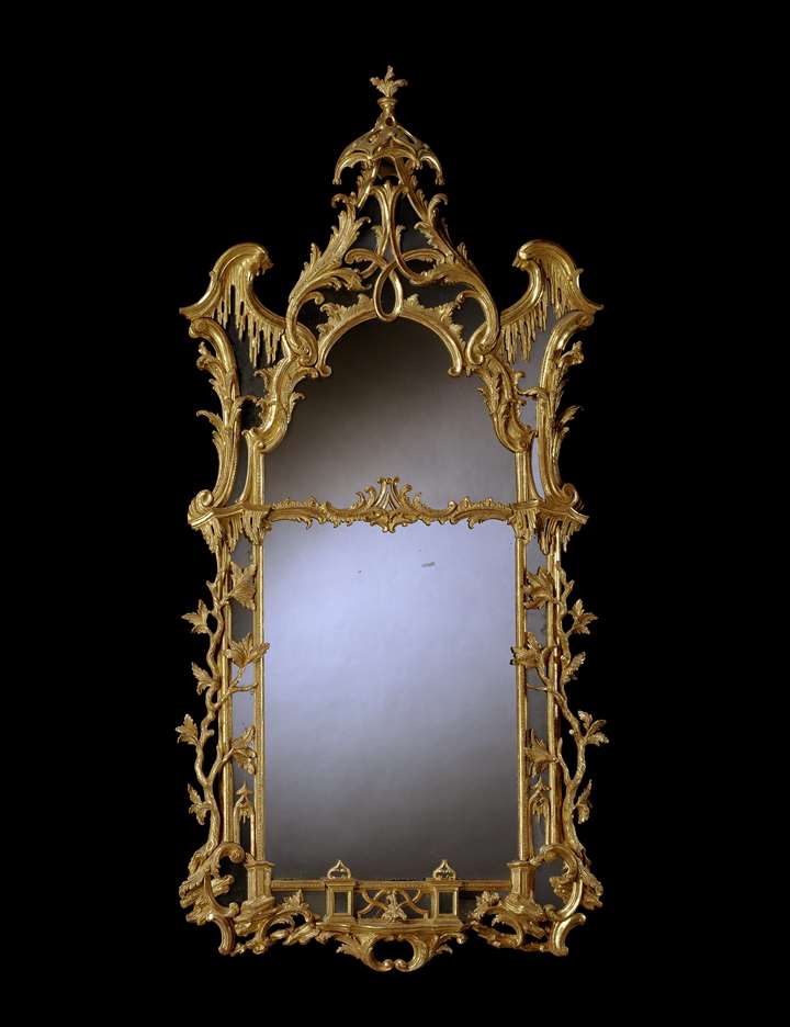 A GEORGE II GILTWOOD PIER MIRROR ATTRIBUTED TO MATTHIAS LOCK